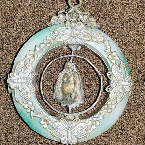 Vintage Chinese Hardstone & Filigree Metal Amulet Pendant